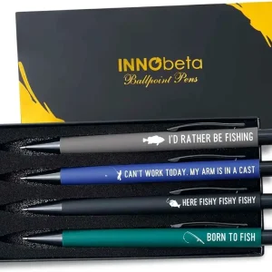 InnoBeta Fishing Gifts for Men Guys, Unique Fishing Ballpoint Pen Set of 4, Perfect for Dad, Husband, Coworkers, Friends