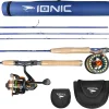 Ionic Fly/Spin Carbon Fiber Fishing Rod Combo - All-in-One Hybrid Kit for Fly & Spin Anglers, Pre-Loaded Reels, Protective Travel Case