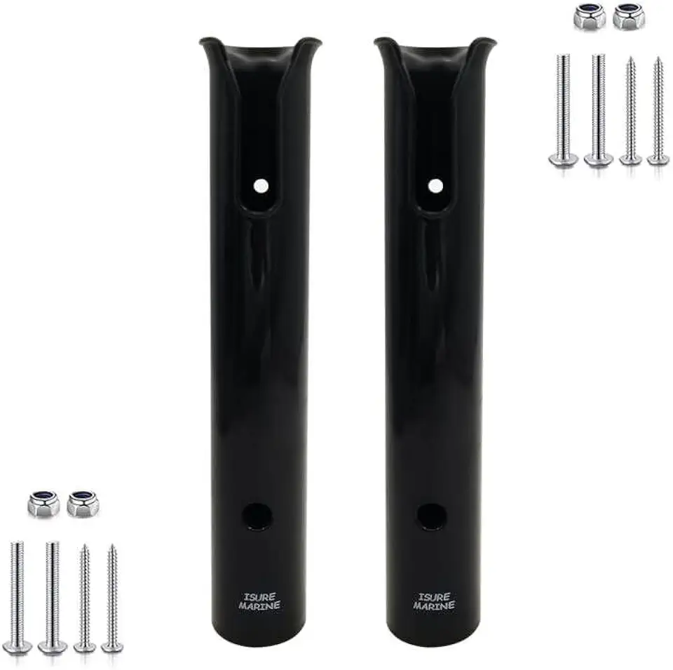 ISURE MARINE Fishing Rod Holder Bracket Wall Mounted Boat Side Mount Tool Holder Tube Links with Screws 2/3/4/6 Pole Tube (White/Black)