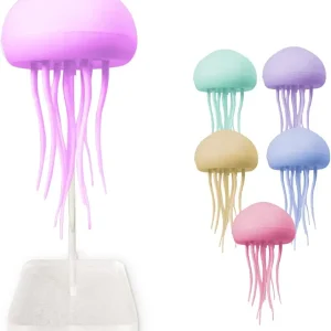 Jellyfish Lamp Sound Activated Jelly Fish Light Lamp with Dancing Legs and Changing Colors Rechargeable Lava Lamp 12 LED Multicolor Bulbs Decorations for Home Office Decor Great Gifts for Kids