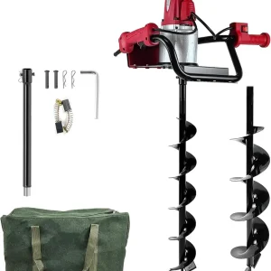 JKCHENPRO 1500W Electric Earth Auger with Reverse Function, Auger Bit Earth Auger with Carry Bag and 6-Inch & 4-inch Electric Post-Hole Digger with Carry Bag