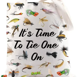 JNIAP Fly Fishing Canvas Tote Bag Flyfishing Themed Gifts Fisherman Gift Fly Fishing Shoulder Bag Gift For Fishing Lover