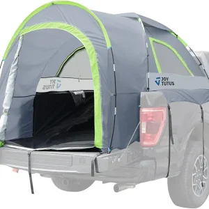 JOYTUTUS Truck Tent with Rainfly 5.0Ft, Straight Spacious Truck Bed Tent with Sky View Mesh, Waterproof PU2000mm Double Layer for 2 Person, Gray Green