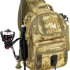 KastKing BaitSpace Fishing Sling Bag, Fishing Backpack with Rod & Beverage Holder, Tackle Bag for Fishing Gear