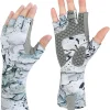 KastKing San Rafael Fishing Gloves, UPF 50 Sun Protection 1/2 Fingerless Gloves Quick-Dry, Extended Cuff UV Protection Gloves for Outdoor, Kayaking, Rowing, Paddling, Canoeing, Hunting