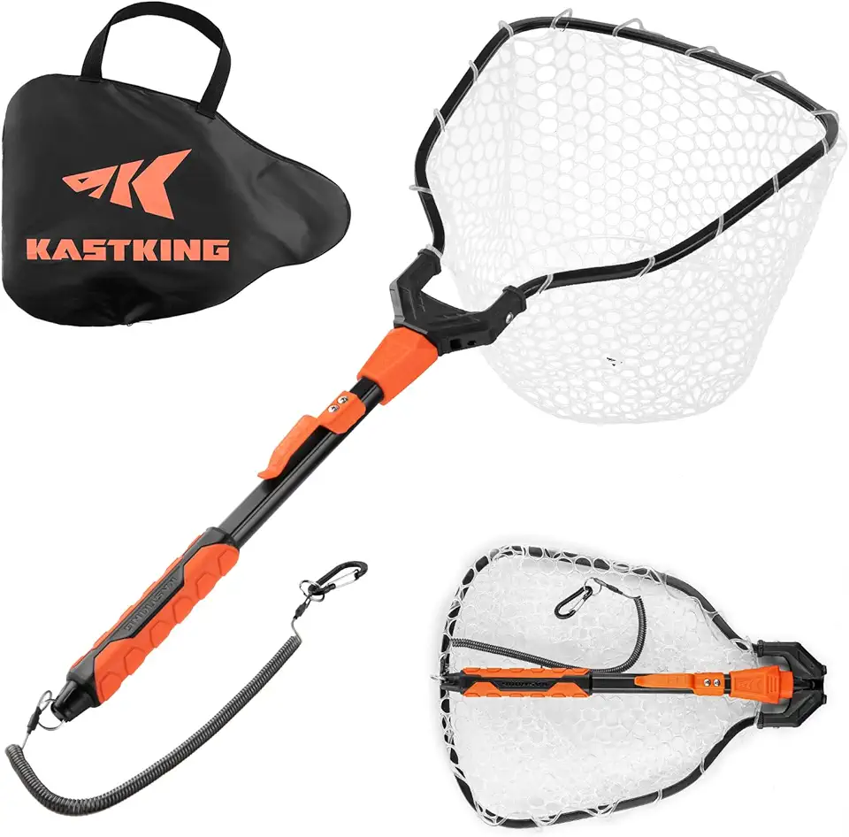KastKing Titanet Fishing Net, Durable Aluminum Handle, Non-Slip Hi-vis Grip, Compact Storage Bag & Lanyard, Ideal for Kayak & Wading Fishing, Two Nets Options