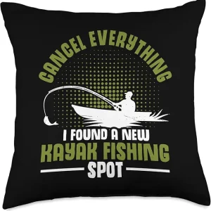 Kayak Fishing Rod Fly Fishing Accessories Kayakfisherman Throw Pillow