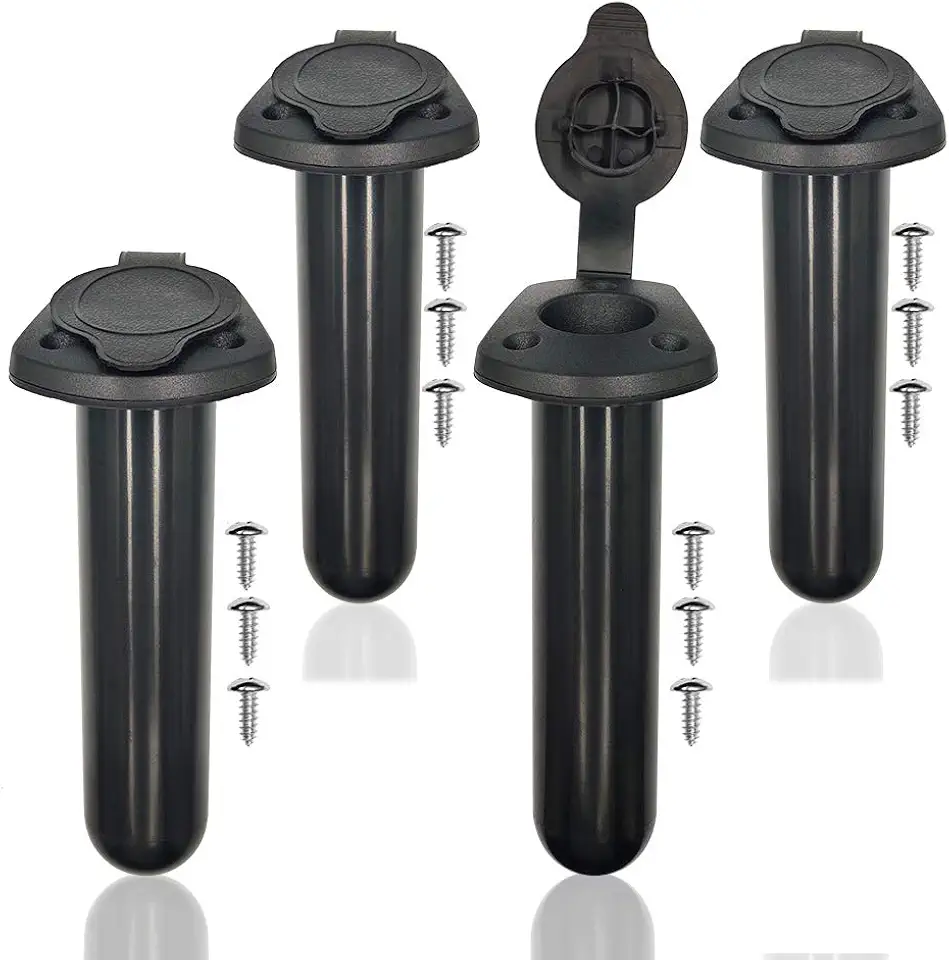 Kayak Flush Mount Fishing Boat Rod Holder with Cap - Plastic Fishing Tackle Accessory Tool for Kayak Boat Canoe Pole
