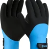 KAYGO Waterproof Thermal Work Gloves, Full Hand Latex Coated, Acrylic Insulated Liner for Freezer Cold Weather,KG140W (Small, Blue)