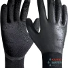 KAYGO Waterproof Work Gloves for Men and Women, Rubber Coated Non-slip Working Gloves for Garden, Outdoor Construction,KG150,Black,L