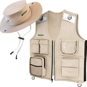 Kids Explorer Vest and Hat Costume - Backyard Safari Cargo Kid Outdoor Activity - Gifts for Young Kids, Boys and Girls Ages 3-6