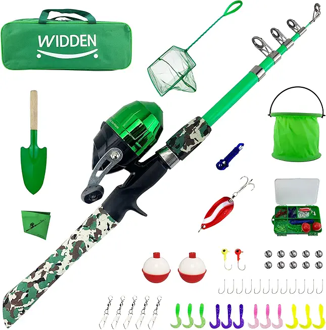 Kids Fishing Pole, Portable Telescopic Kids Fishing Poles for Boys and Girls, Fishing Rod and Reel Combo Kit with Tackle Box, and Fishing Net, Best Fishing Pole for Toddler Youth