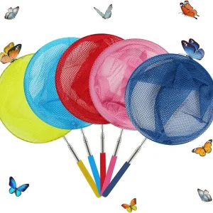 Kids Telescopic Butterfly Fishing Nets Great for Catching Insect Net Perfect Outdoor Tools for Catching Bugs Fish Insect Ladybird, Extendable 34 Inches and Anti Slip Grip (5 Pack)