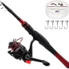 Kilitn Fishing Rod and Reel Combo, Baitcasting Combo Baitcast Reel 5 Foot Durable Fiberglass Telescopic Rod with Fishing Line Full Kits Comfortable Handle