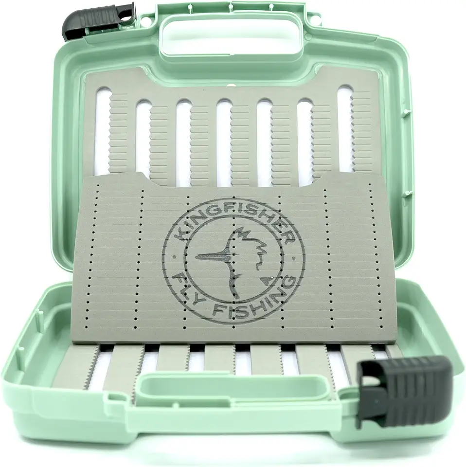 Kingfisher Boat Box Fly Fishing Streamer Box 2.0 JR (10"x8"X3�), Sage