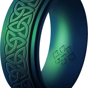 Knot Theory Silicone Ring for Men - Trinity, Claddagh, Celtic Engraving - 8mm Bandwidth Breathable Comfort Fit