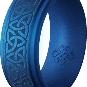 Knot Theory Silicone Ring for Men - Trinity, Claddagh, Celtic Engraving - 8mm Bandwidth Breathable Comfort Fit