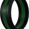 Knot Theory Striped Silicone Ring for Men and Women � Black, Grey, Red, Blue, Orange, Yellow, Purple