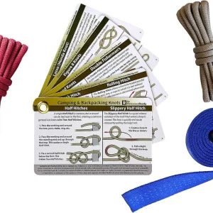 Knot Tying Kit - Outdoor Knots Pocket Guide, Webbing, and Paracord for Practicing Knots
