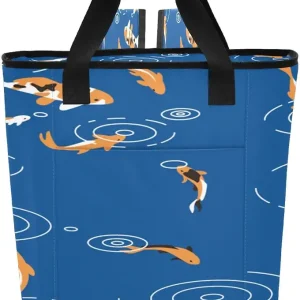 Koi Fish Pond Backpack Cooler for Men and Women Cooler Backpack Soft Insulated Leak Proof,36 Cans Capacity, Portable Picnic Camping Beach Hiking BBQ Lunch Bag Versatile for Outdoor Adventures