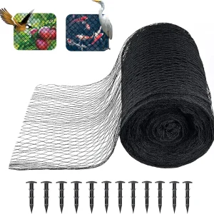 Koi Pond Netting Kit 20 x 40 ft, Black Heavy Duty Woven Net for Leaves, Reusable Pool Protective Cover Protecting Fish From Birds, Cats and Predators