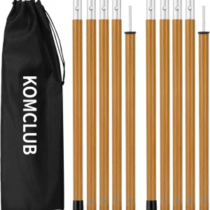 KOMCLUB Telescoping Tent Poles Tarp Poles 5-Section Adjustable Aluminum Rods for Tent Fly and Tarps Lightweight Replacement Adjustable Tent Poles for Outdoor Sport Camping 78Inch