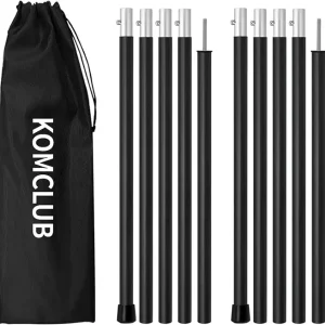 KOMCLUB Telescoping Tent Poles Tarp Poles 5-Section Adjustable Aluminum Rods for Tent Fly and Tarps Lightweight Replacement Adjustable Tent Poles for Outdoor Sport Camping 78Inch(Black)