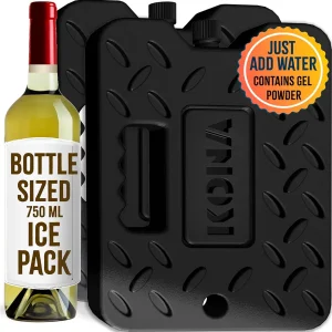Kona Black/Ice Large Ice Packs for Coolers - Long Lasting Design - Refreezable Reusable Cooler Ice Pack (2)