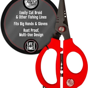 Kraken Bass Fishing Scissors - Fits Big Hands or Gloves for Cutting Braided Fishing Line & Modifying Baits Rust Proof
