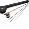 LAMSON | Liquid Combo Fly Fishing Rod and Reel Pre Spooled | Cordura Travel Tube & Padded Reel Case | U.S. Made Fly line | Medium Fast Action 9 Foot 4-Piece | 5wt + 8wt with Fighting Butt