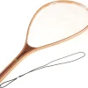 Landing Fish Net - Angler Tool with Clear Rubber Mesh Netting and Wooden Handle - Fly Fishing Equipment for Catch and Release by Wakeman