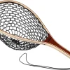 Landing Net for Fly Fishing, Trout Fishing Net, Soft Rubber Catch and Release Fish Net with Wooden Handle