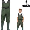 LANGXUN Chest Waders for Kids, PVC Fishing Waders for Toddler & Children, Waterproof Hutting Waders for Boys and Girls