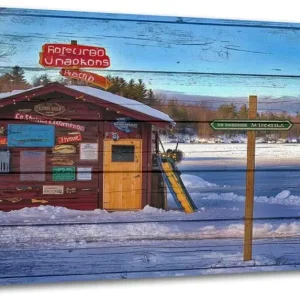 Large Canvas Wall Art Ice fishing shacks Wooden Framed Artwork Easy to Hang Wall Decor for Living Room Bedroom Office 30 x 60 inch