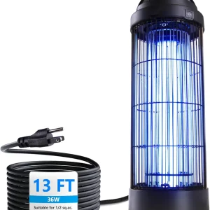 Large Size Bug Zapper Outdoor for 1/2 Acres with 13FT Power Cord, 4000V Instant Killing Grid Removable Hanging High Power Outdoor Mosquito Killer, Fly Trap Lamps for Camping Patio Home