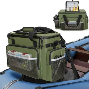 Large Waterproof Kayak Cooler Behind Seat, Chair Back Bag for Lawn-Chair Style Seats, Splash Ice Chest for Kayaking, Fishing & Beaches