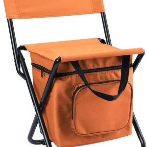 LEADALLWAY Fishing Chair with Cooler Bag Compact Fishing Stool Foldable Camping Chair