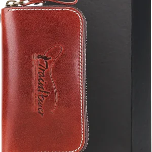 Leather Fly Fishing Wallet,Fly Boxes?Unique Fly Fishing Gift for Man dad Kids Husband Women?Made of Tanned Leather and Wool Leather