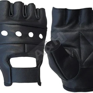Leather Motorcycle Glove Genuine Cowhide Fingerless Leather Driving Gloves (Medium)