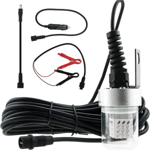 Led Fishing Light,Ice or Night Fishing Lights,Battery Clip 12V IP68 7M,Underwater Submersible Lure Lamp,Attractants for Squid,Crappie,for Dock,Fresh & Salt Water (15-60W)