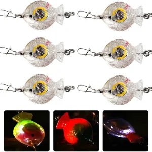 LED Fishing Lures,Deep Drop Fishing Lights,Underwater Flasher,LED Lighted Bait Flasher Fishing Spoons,Flasher Saltwater Trolling for Bass Halibut Fishing Lures Kit