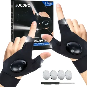 LED Flashlight Gloves Gifts for Men Christmas Gifts Stocking Stuffers for Adults Cool Gadget Hands-Free Lights Tools for Fishing Camping Repairing Unique Men Birthday Gifts