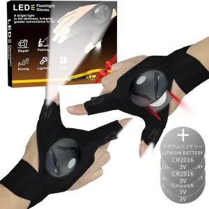 LED Flashlight Gloves Gifts for Men Unique and Cool Gadget Gifts Father's Day/Birthday Gifts Useful Tools for Dad (No Tools Required to Replace Batteries)