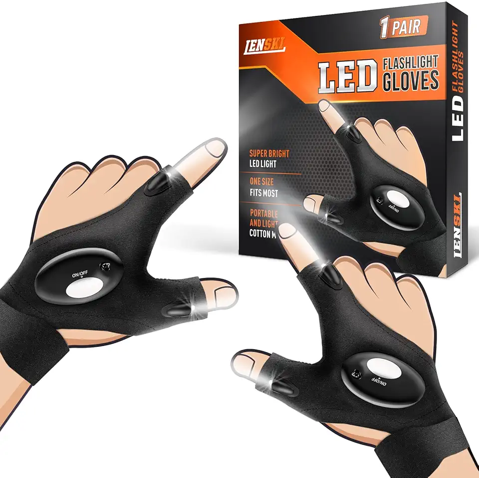 Lenski Dad Gifts for Fathers Day, Flashlight Gloves Tools, Mens Gifts for Dad Who Wants Nothing, Birthday Gifts for Men Him Husband Father, Cool Gadgets for Men
