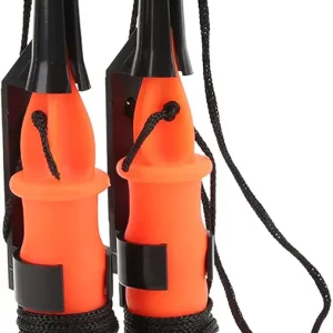 Life Saving Ice Pick, 2pcs Orange Handle Fishing Ice Picks Ice Safety Picks with Emergency Whistle Ice Fishing Picks for Camping Hiking Fishing(Black Rope)