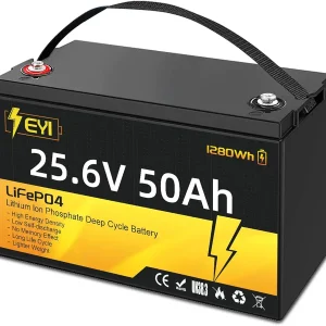 LiFePO4 Battery 24V 50AH Lithium Battery, Rechargeable Deep Cycle Boat Battery, Grade A cells, Built-in BMS, for trolling motor RV camping solar system (24V(25.6V) 50AH)