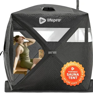 Lifepro ZenZone Outdoor Sauna Tent � Portable Wood Burning with Stove � 4 Person Steam & Dry Sauna for Camping, Backyard, Home Gym � Heavy Duty Oxford Cloth & Carbon Steel Stove
