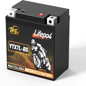 Lightweight 12V 3AH 300A Lithium Motorcycle Battery - High Energy Density, Long Life Cycle & BMS - Powersports LiFePO4 Engine Starter YTX7L-BS