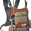 Lightweight Fly Fishing Chest Pack, Multi-Compartment Small Fishing Backpack, Holds 4 Tackle/Fly Boxes, Durable & Compact Design for Anglers (Orange + Gray)