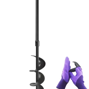 LONGRUN Manual Garden Hole Digging Drill Bit, Hand Drill Auger Post Hole Digger for Planting, Spiral Drill Planter for Bulb, Flower, Tree, Seedlings, Bedding Plants, Umbrella, Fence Holes-6"x 38"